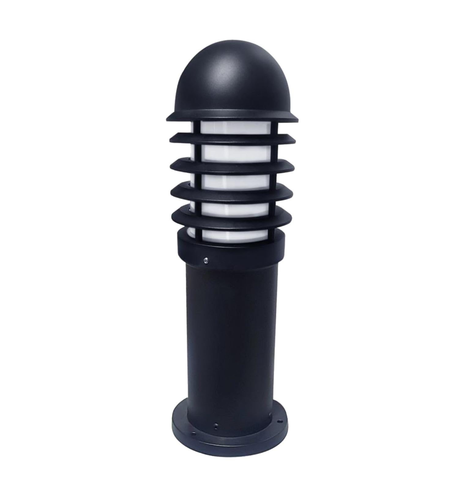 Firstchoicelighting Black & White Modern Black Louvred Design Outdoor Post Or Bollard Lamp, Height 475Mm, Ip44 Rated, Led Compatible, Driveway Lighting