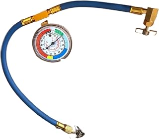 R134A Refrigerator,Compatible with Freon Recharge Hose Kit, R134A AC Refrigerant Charging Hose Gauge, Piercing Valve Hose Refrigerant