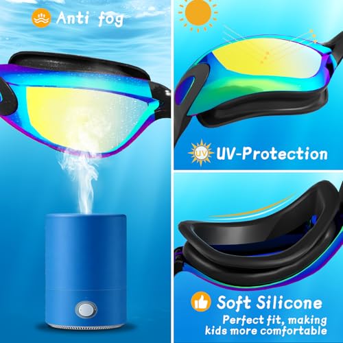 Image of Swim Goggles,2 Pack Swimming Goggles for Adult Men Women, No Leak Anti-Fog & UV, Wide Visio HD Mirror PC Lens