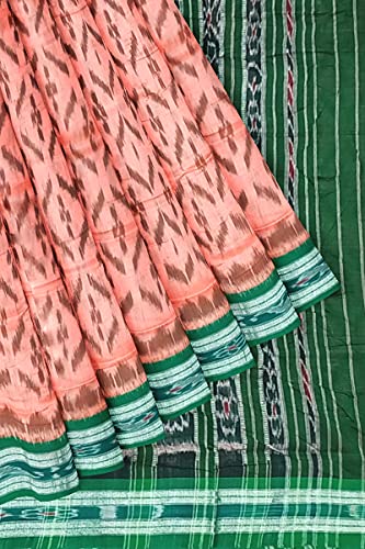 Image of Odisha Sambalpuri Handloom Ikat Women's Cotton Saree, Odisha Handloom Handmade Pure Cotton Khandua Saree, Ikkat Orissa Traditional Handloom Saree Without Blouse