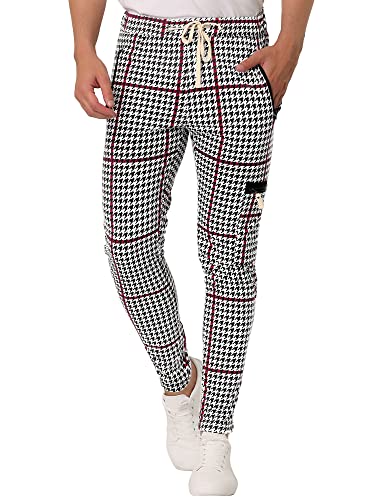 Lars Amadeus Men's Plaid Joggers Hip Hop Drawstring Athletic Harem Sweatpants Houndstooth Track Pants 30 Red #TOP19
