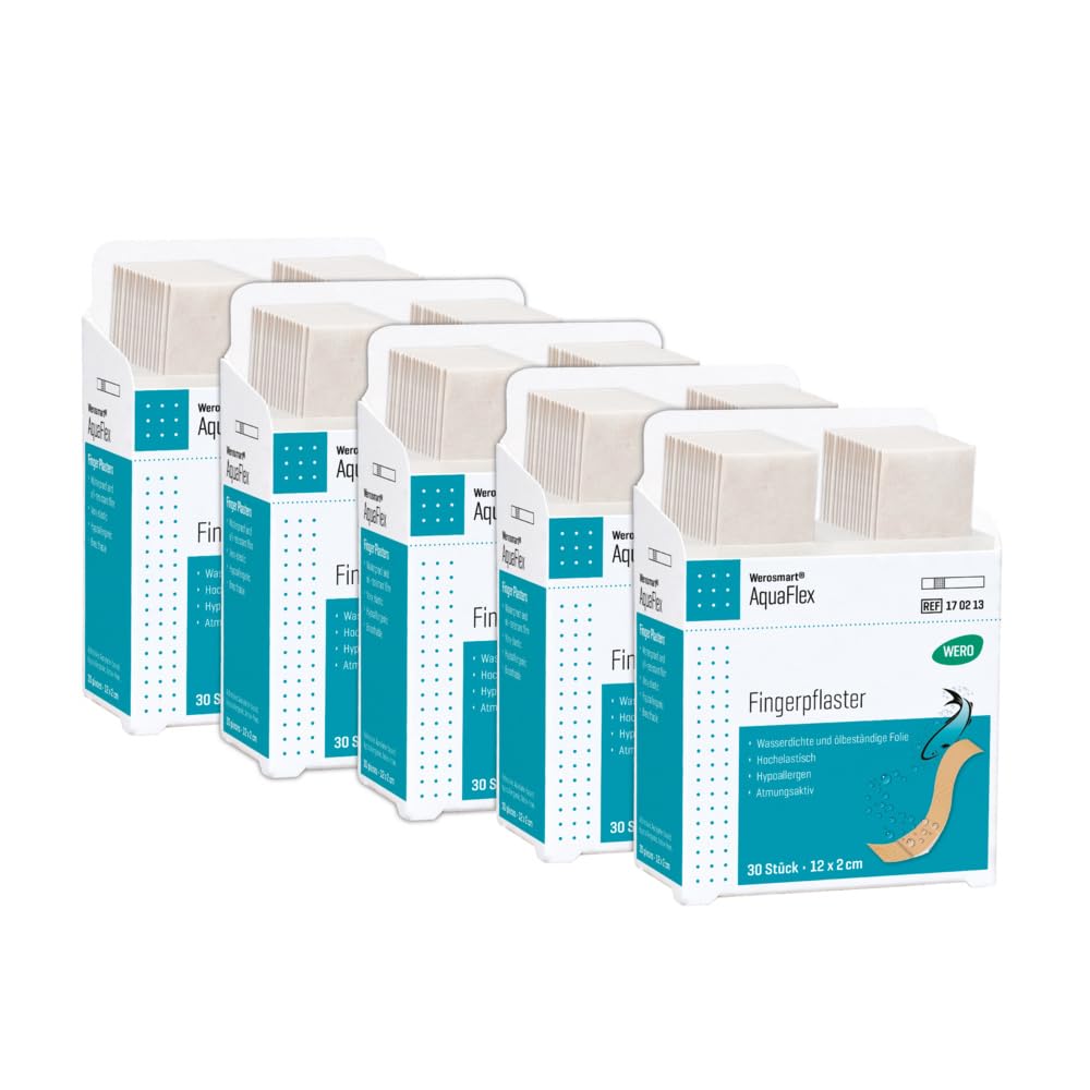 Werosmart® AquaFlex Fingerpflaster 12 x 2 cm, 5 Einsätze | wasserdichte und ölbeständige Folie, passend für WERO Smart Box® Pflasterspender