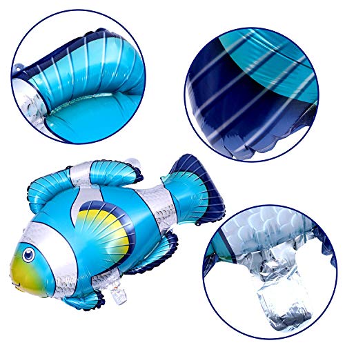 9 Pcs Large Ocean Animals Balloons Cartoon Fish Balloons Foil Balloons For Kids Birthday Party Decoration Supplies #TOP3