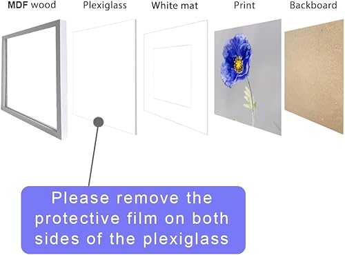 Miniatura 5 de VNVNK Marco blanco de 24 x 24 pulgadas, perfecto para fotos de 24 x 24 pulgadas sin paspartú o imagen de 20 x 20 pulgadas con paspartú, marco de