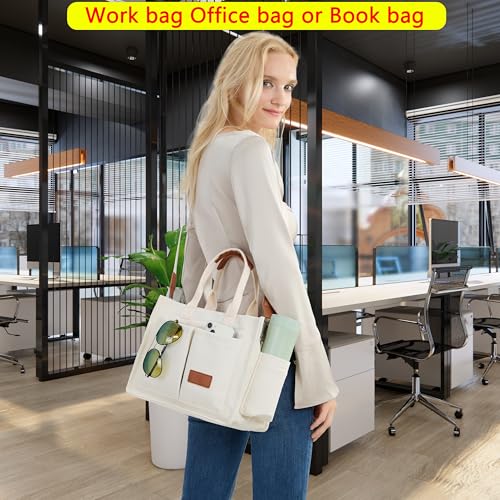 Image of ZHMO Canvas Tote Bag for Women,Women's Bags Crossbody Bags Work Laptop Tote Bag Large Handbags Purse for Travel Nurse Teacher