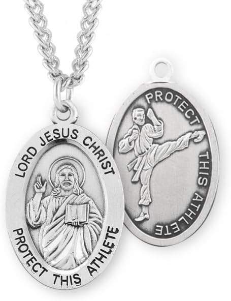Tiley & Bells Lord Jesus Christ Oval Sterling Silver Martial Arts Male Athlete Medal