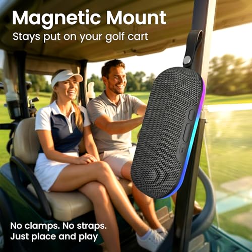 Image of GEARit Magnetic Golf Cart Bluetooth Speaker, 16W Loud Waterproof Portable Speaker, Wireless BT5.3 Golf Audio with RGB Light, TWS Pairing for Outdoor, Beach, Golf Accessories Gifts for Men
