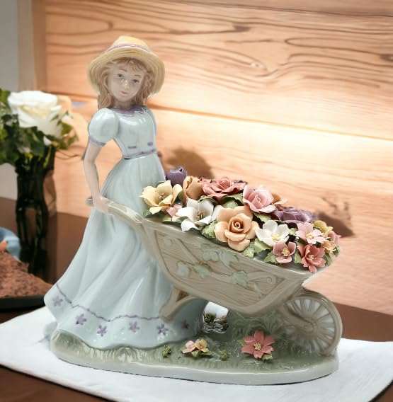 Cosmos 陶器製 置物 手押し車と少女 花 フィギュア Amazon.com: Cosmos Gifts Fine Porcelain Country Lady Pushing