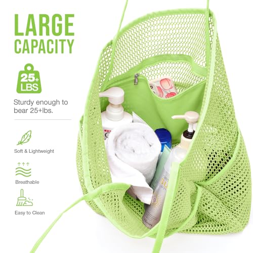 Image of KPX Beach Bag with Mini Pocket, Beach Tote Bags for Women Large Foldable Mesh Swimming Pool Travel Bags - Sandproof