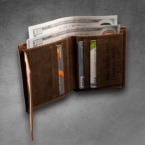 Personalized Leather Wallet for Men, Genuine Leather Trifold Wallet, Handmade Custom Wallet, Personalized Gift, Gift for Him, Gift for Dad, Anniversary Gift, Valentine's Day Gift, 5