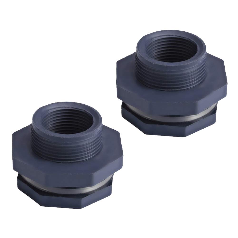 Buy 2 Pieces PVC Bulkhead Fitting Water Tank Connector Barrel Garden