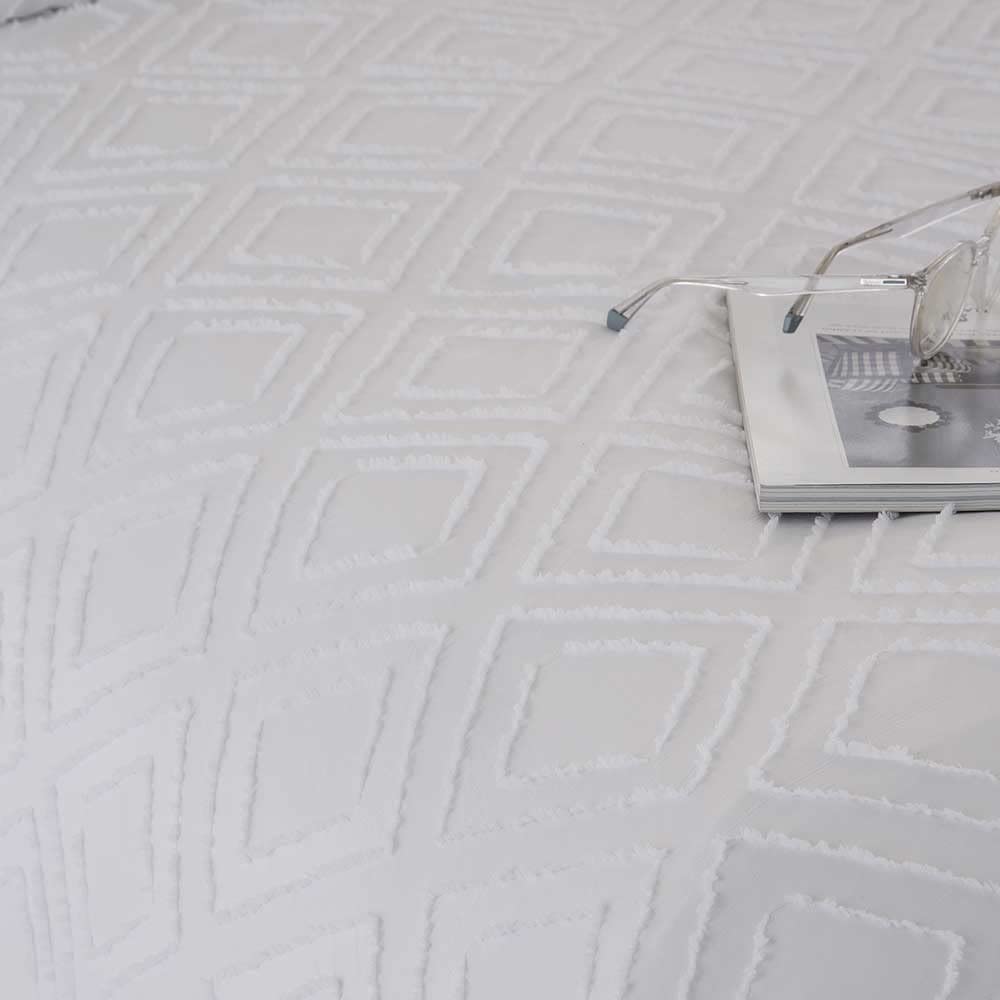 COTTON ARTean Funda Nórdica Reversible Cama 150 OASIS BLanco Microfibra cepillada Funda edredón 240x220 + 2 fundas almohada Cierre Botones