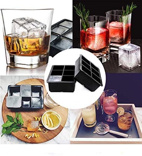 Image of Ice Cube Trays Premium Imported Ice Ball Maker | Silicone 6 Cavity Easy Release 6Cm Round Whiskey Mould with Lid & Funnel for Cocktail & Bourbon - (Color-Black, Weight-300Grams)