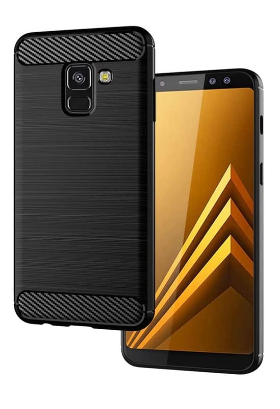 Image of NPRC Hybrid Ultra Slim Protective Case TPU Non-Slip Carbon Fiber Texture Shockproof Case Cover for Samsung Galaxy A8 2018 - Black