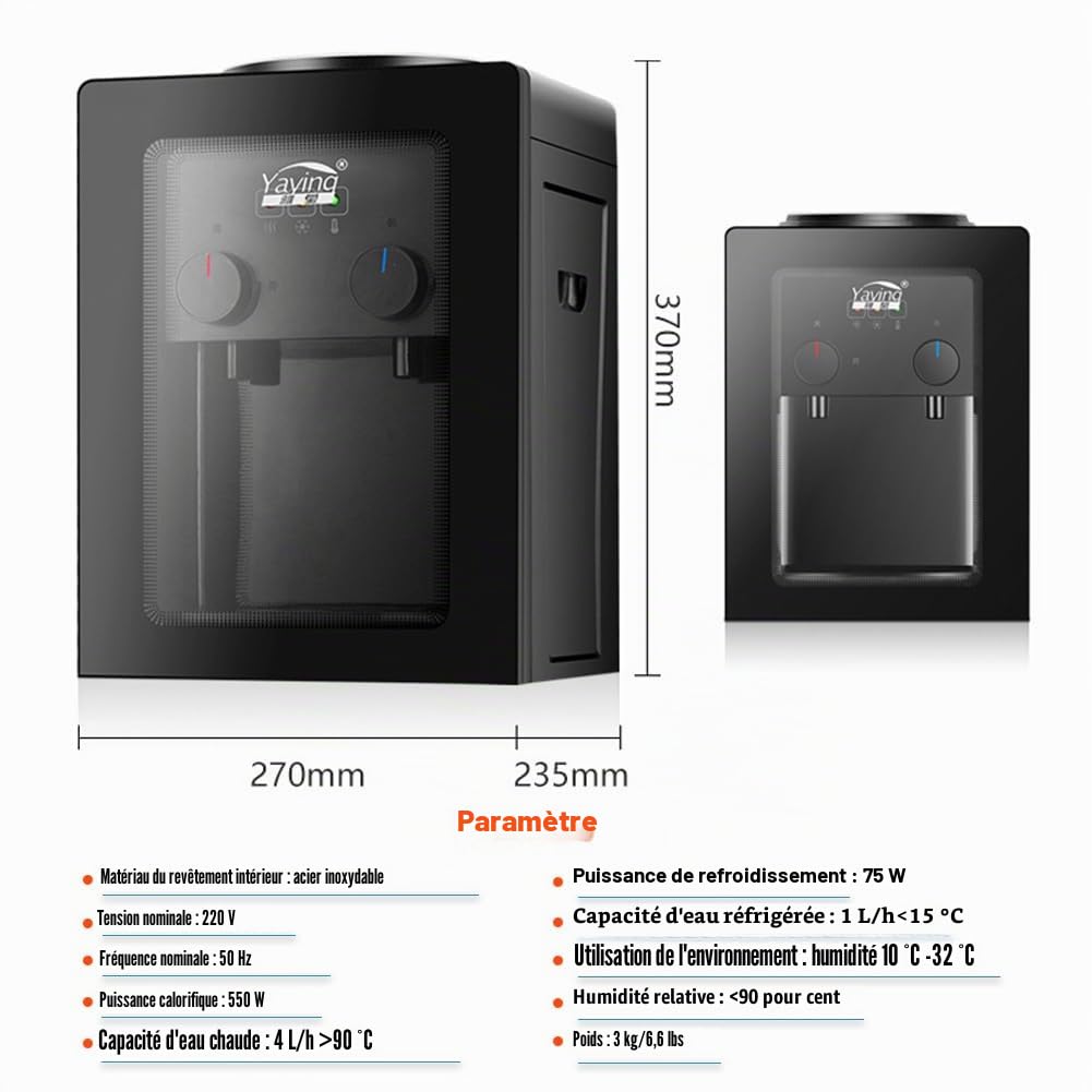 Countertop Distributeur d'eau électrique chaud et froid - Distributeur d'eau libre - Refroidisseur d'eau électrique - Machine à chargement par le haut - Distributeur d'eau pour l'intérieur et