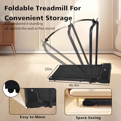 Image of Walking Pad Treadmill Under Desk 2 in 1 Folding Portable Treadmill for Home Office Walking Jogging Machine 240 lb Capacity Black