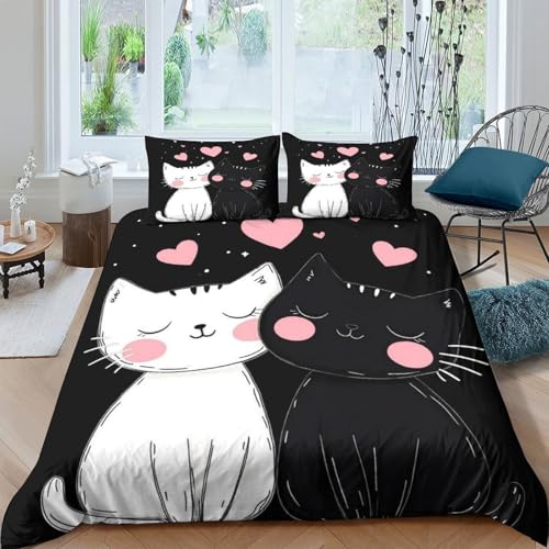 Parure de lit chat mignon double 200x200 avec housse de couette imprimée 3D - 4