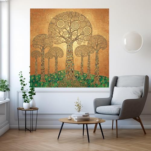 Toile décorative maison Arbre de Vie doré aux détails géométriques - 2