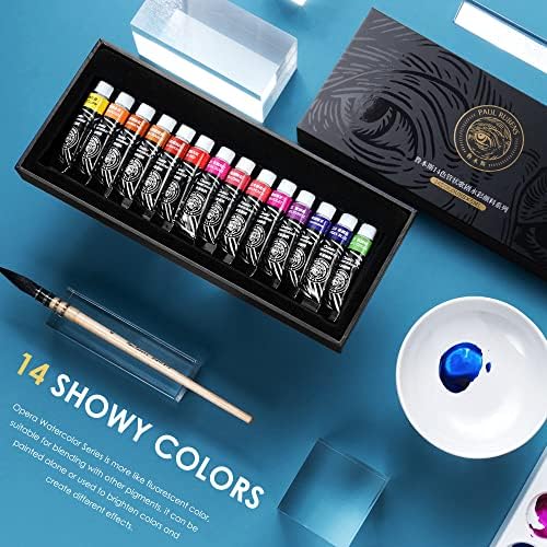 Paul Rubens Watercolour Paint Set, 14 Neon Colours x 5ml Tubes, Highly Pigmented & Non-Toxic Watercolour Tubes Ideal for Comic, Illustration, for Artist, Hobby Painters