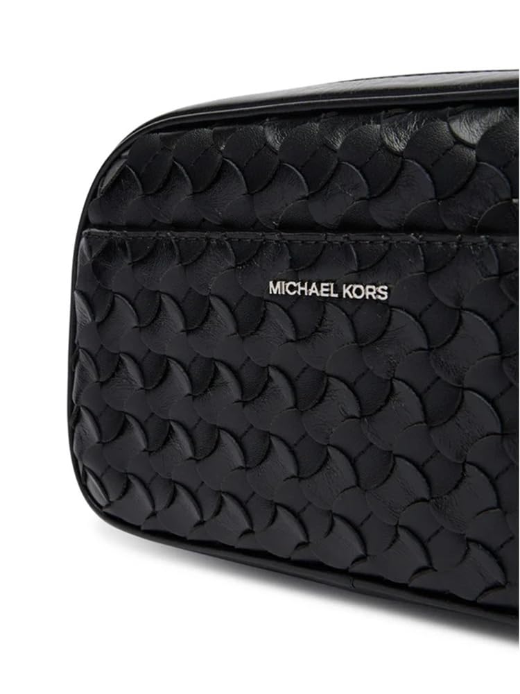 Michael Kors Bolso pequeño de piel para cámara Jet Set con correa para el hombro con estampado de corazones