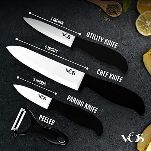 Vos Ceramic Knife Set, Ceramic Knives Set For Kitchen, Ceramic Kitchen