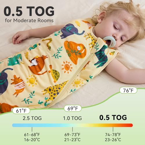Image of Bamboo Viscose Sleep Sack for Baby, 1.0 & 0.5 Tog Wearable Blanket