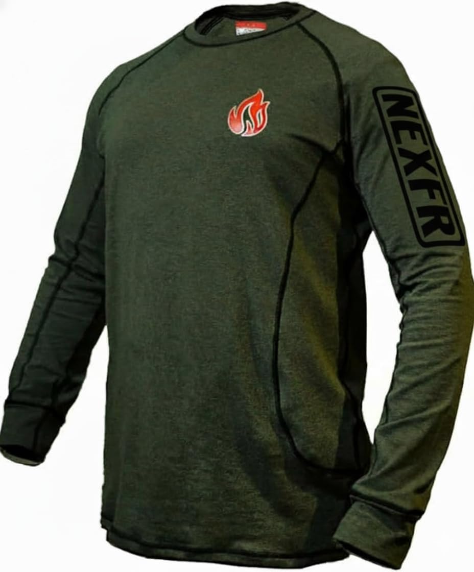 FR Shirts for Men | Double Stitched Long Sleeve Crew Shirt | NFPA2112 Light Weight Fire Retardant Welding Shirt