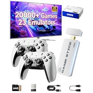 2025 Upgraded Retro Gaming Console Stick, Classic Video Games Stick with 4K HDMI, Built-in 23 Emulators, 20000+ Games – Plug & Play TV Video Gaming Stick with Upgrade Dual 2.4G Wireless Controllers