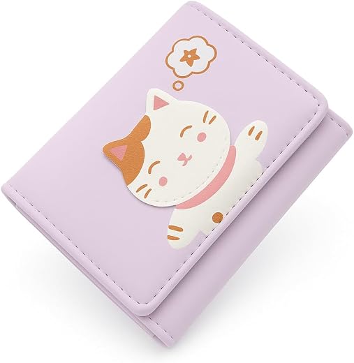 Valerie Cute Small Trifold Wallets for Teen Girl Women PU Leather Trifold Small Wallet Cash Pocket 3D Art Design Coin Purs...