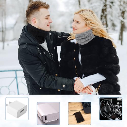 Newcotte Winter Heated Scarf Rechargeable USB Soft Warm Electric Scarf Washable Cordless Electric Heating Neck Warmer for Men Women Pain Relief Gift, Black, Gray2
