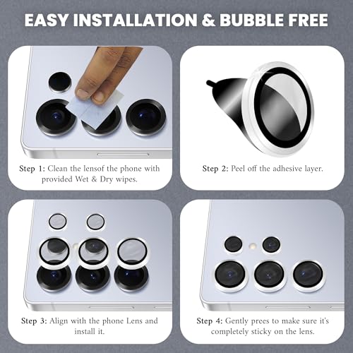 Image of FIRST MART Silver Camera Ring Guard Protector for Samsung Galaxy S25 Ultra | Tempered Glass with Metal Alloy Rings, HD Clear, Scratch Resistant, Case-Friendly | Pack of 1