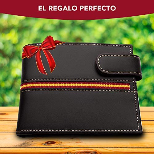 Cartera-Hombre-Marron-Piel-tratada-LEGADO-con-Bandera-Espana-Cartera-Ubrique-Regalo-Pulsera-Bandera-espana-Horizontal-Marron-Vox-II-Broche