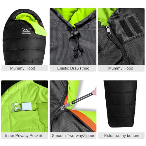 Kampkeeper Sleeping Bag,Camping Sleeping Bags For Adults 3-4 Seasons Cold Warm Weather Waterproof Lightweight,Mummy Camping Sleeping Bag For Backpacking Hiking Travel Indoor Outdoor Use. thumb #3