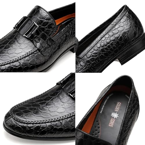 Leather Penny Loafers for Mens, Fashion Crocodile Printed Dress Shoes with Metal Buckle Business Weddings Shoes Slip On Party Loafers3