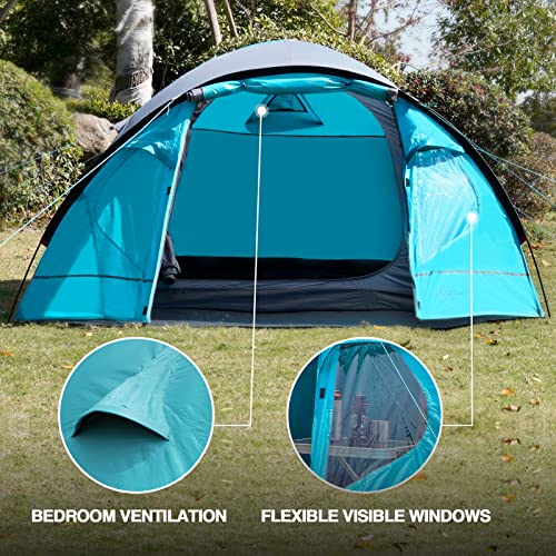 Portal Zelt 3-4 Perosonen Camping wasserdicht 4000mm Kuppelzelt mit Vorzelt Familienzelt Festivalzelt für Camping Reise Garten