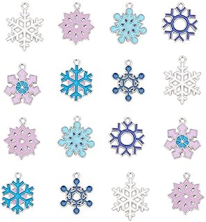 PandaHall 56 Pieces 7 Colors Enamel Snowflake Charms Snowflake Winter Charms Necklace Bracelet Earring Pendant Charm Christmas DIY Decoration Charms for Jewellery Making Crafts Supplies