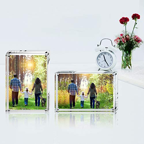 Boxalls 6x8 Inches Acrylic Picture Frames- 5 Pack, Desktop Frameless Photo Frames with Magnetic, Double Sided Transparent (5 Pack)