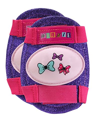 PlayWheels Minnie Mouse Kids Glitter Roller Skates with Knee Pads - Childrens Adjustable Skates - Junior Size 6-12