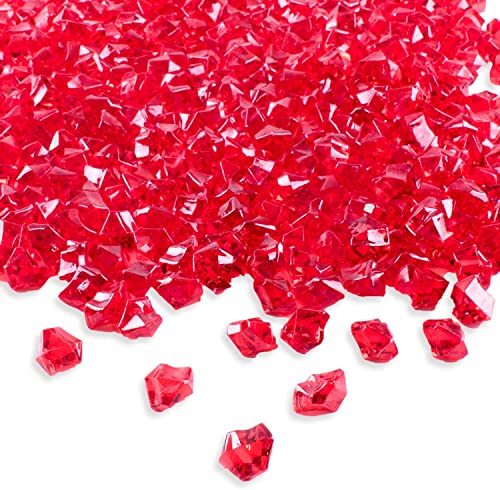 Diyxisk 400 Piezas de Piedra de Hielo Acrílica, Cristal Acrílico, Diamante de Cristal de Juguete para Niños, Decorar Bodas, Manualidades, Relleno de Jarrón de Exhibición (Rojo)