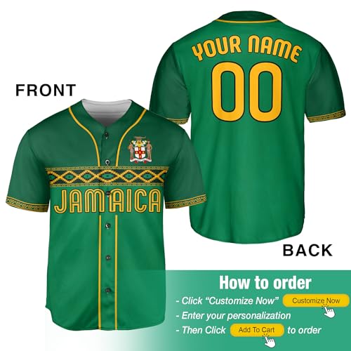 Custom Jamaica Jersey Baseball, Personalized Jamaica Jerseys for Men, Jamaica Baseball Jersey, Jamaica Shirt miniatura 3