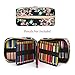 YOUNGCOL Colored Pencil Case Slot - Holds 202 Pencils or 136 Gel Pens Nubuck Leather Pens Holder Pencil Organizer Storage for Watercolor Pens Markers,Black Flower