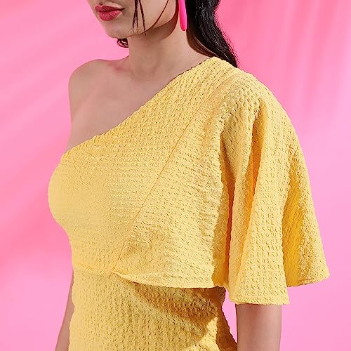 Image of PINACOLADA Women's Solid Dress for Casual Wear | Regular Sleeve | Quality Stretchable Fabric | Dress Crafted with Enhanced Stretch and Comfort Fit for Everyday Wear