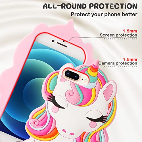 Joysolar Color Unicorn Case For Iphone 6 Plus/6S Plus/7 Plus/8 Plus 5.5"Cute Silicone 3D Cartoon Character Animal Phone Cover For Kids Girls Cool Kawaii Soft Cases For Apple 6Plus/6S Plus/7Plus/8Plus #TOP2