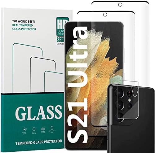 KTRolster Screen Protector Galaxy S21 Ultra[2+1 Pack] S21 Ultra Tempered Glass creen Protector,3D HD Fingerprint Unlock Protector for Galaxy S21 Ultra
