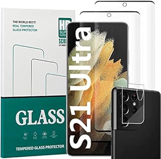 KTRolster Screen Protector Galaxy S21 Ultra[2+1 Pack] S21 Ultra Tempered Glass creen Protector,3D HD Fingerprint Unlock Protector for Galaxy S21 Ultra
