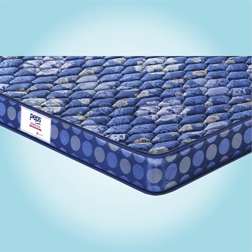Image of peps Springkoil Bonnell 8-inch Queen Size Spring Mattress (Dark Blue, 84x66x08) with 2 Free Pillow