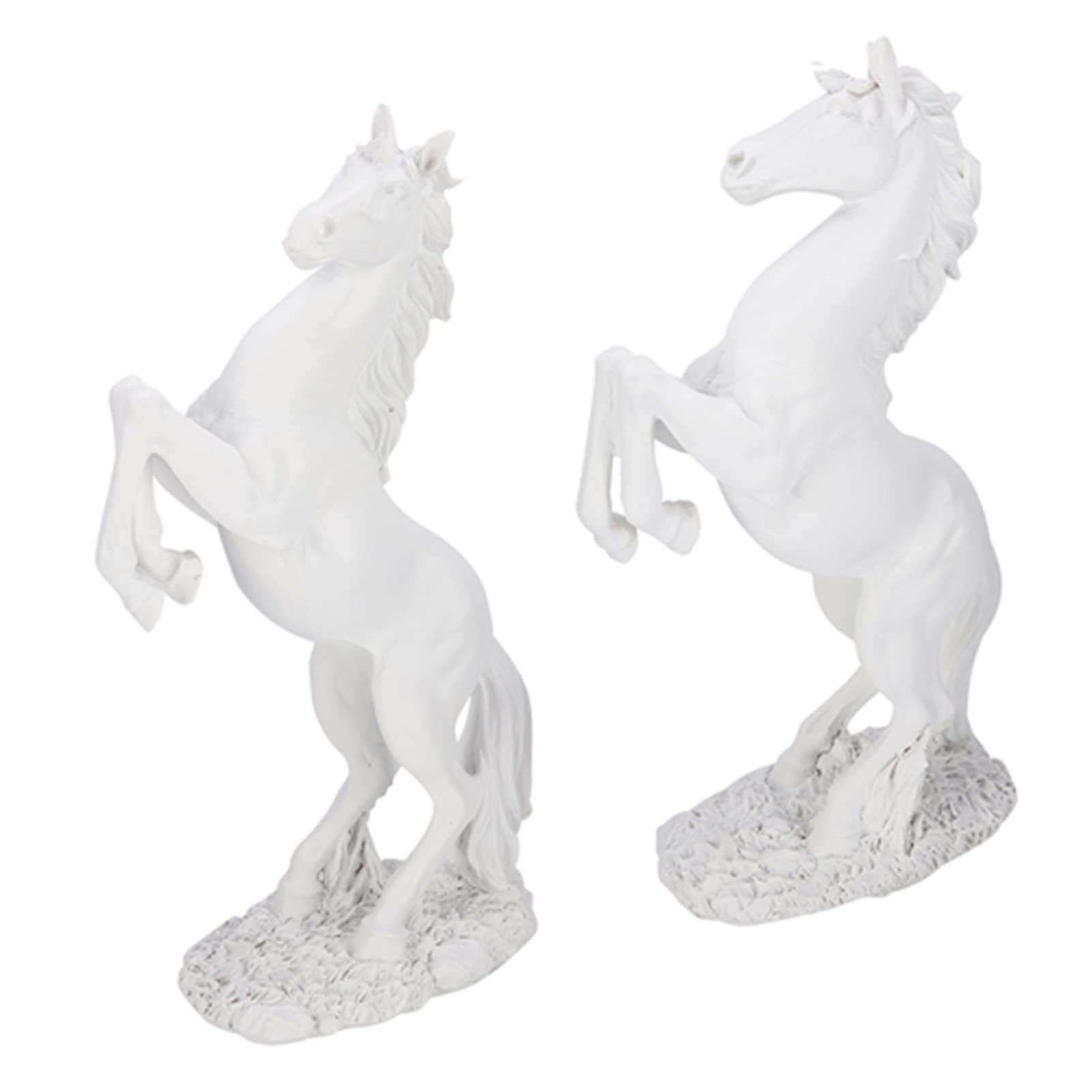 Statua di Cavallo in Piedi, Scultura di Cavallo in Resina Stile Eruope, Decorazione da Scrivania per la Casa, Ornamento per Fotografie(bs-020 bianco)
