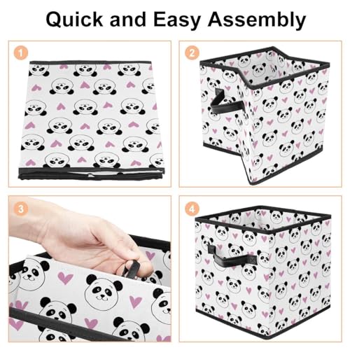 Boîte de rangement cube tissu pliable panda pour libérer de l'espace - 5