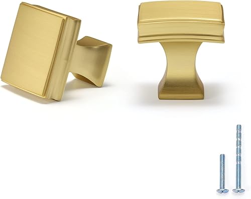 3670 - Paquete de 10 pomos de latón cepillado (un solo agujero), manijas de gabinete de cocina, baño, dormitorio, tiradores de cajones para