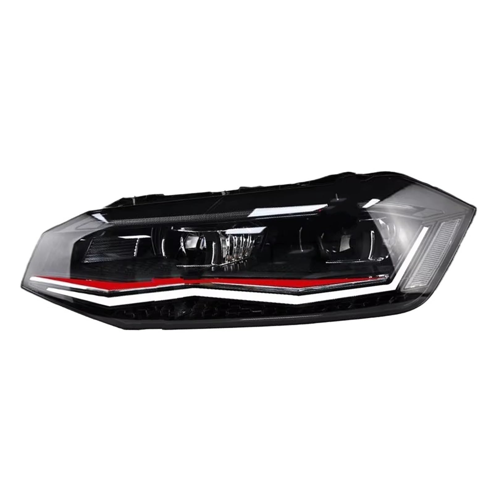Fari Anteriori Auto Per Per Polo 2019-2022 LED Faro Angel Eye Lens Fari Segnale DRL Accessori automobilistici Car Styling Testa della lampada Faro Proiettore Anteriore(Red All LED)
